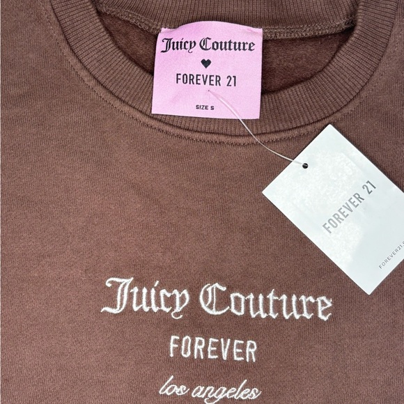 NWT Juicy Couture Brown Cropped Sweatshirt Tie Waist Size Small - Picture 5 of 5